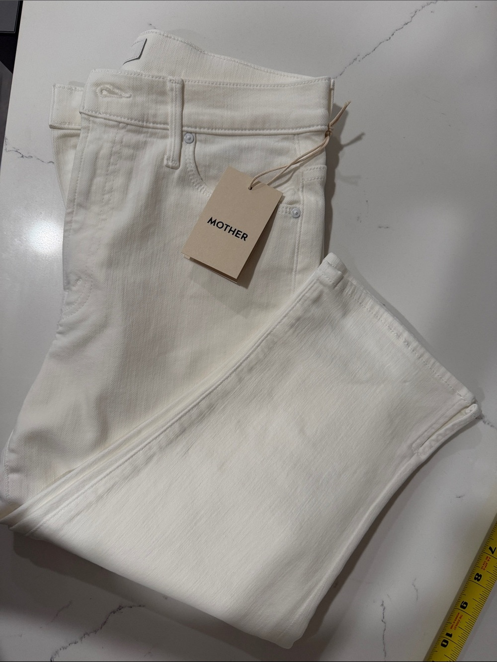 MOTHER Off-White cropped jeans